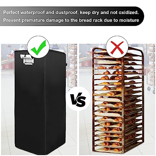 tiscover Bakery Rack Cover With Zipper, 20tier Sheet Pan Rack/Bun Pan Rack Cover With Vents, Bread Rack Cover ，23"X28"X64" Bakery Single Rack Covers Waterproof and Dustproof，Black