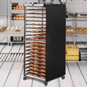 tiscover Bakery Rack Cover With Zipper, 20tier Sheet Pan Rack/Bun Pan Rack Cover With Vents, Bread Rack Cover ，23"X28"X64" Bakery Single Rack Covers Waterproof and Dustproof，Black