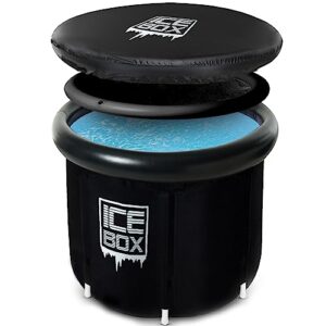 icebox - ice bath tub outdoor with lid: 320l cold water therapy tub for recovery and cold plunge, 4 layers portable ice bath plunge pool, cold plunge tub