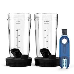 2 pack replacement 24oz nutri ninja blender cup with leakproof lid, 24 oz cups for ninja auto iq bl480 bl482 bl642 bl682 bl450 bn401 bn751 bn801 foodi ss351 ss151 ss401 ninja blender auto iq blade