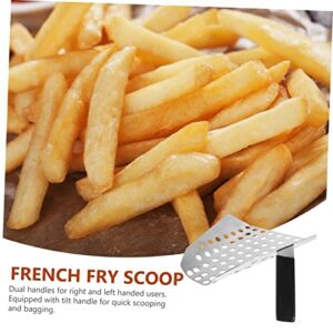 FUOYLOO French Fries Shovel Popcorn Machine Popcorn Metal Pooper Scooper Utility Scoop Fry Bagger Scoop Food Scoop Food Shovel Stainless Steel Chips Shovel Cereals Shovel Silver Teaspoon