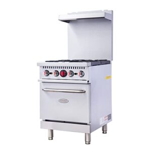 hakka 24" gas range stove with 4 powerful burners, 30,000x4 output for commercial kitchens