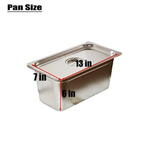 HQHAOTWU 3-Pan Electric Food Warmer Bain Marie Buffet Food Desktop Warmer Stainless Steel Soup Warmer Food Container Single-Row Pans for Catering Restaurant Canteen 13"×7"×6" Pan