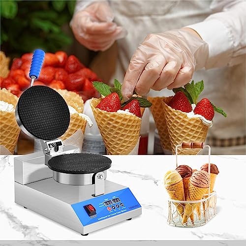 YOOYIST Commercial Ice Cream Cone Maker Waffle Cone Iron Machine LED Temperature Control For Restauant Bakery Non Stick Heavy Duty