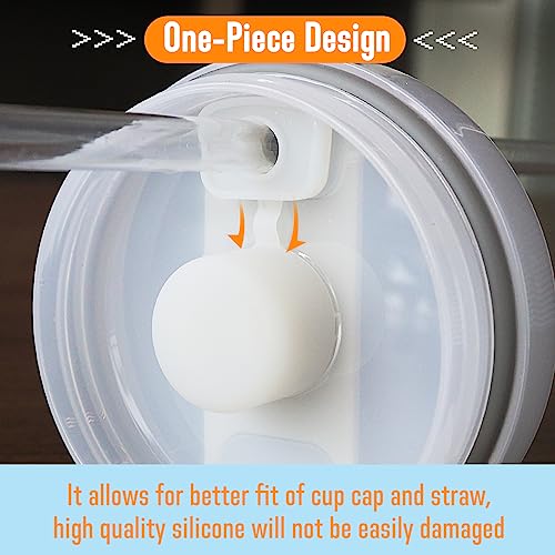 Spill Stopper for Stanley 40oz 30oz Tumbler, 4 Pack One-piece Leak Stopper for Stanley H.20, Silicone Cup Spill Stopper Set (4 Round Stoppers & 4 Square Stoppers), Cup Accessories for Stanley -White