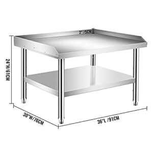 ZZZZS Stainless Steel Table,Equipment Grill Stand for Prep & Work, NSF Commercial Heavy Duty Table with Undershelf and Backsplash for Restaurant, Home and Hotel,36x30x24