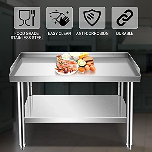 ZZZZS Stainless Steel Table,Equipment Grill Stand for Prep & Work, NSF Commercial Heavy Duty Table with Undershelf and Backsplash for Restaurant, Home and Hotel,36x30x24
