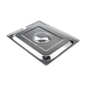 MY MIRONEY 2PCS 1/2 Size Steam Table Pan Cover Stainless Steel Solid Pan Lid with Handle Notched Buffet Pan Lids Catering Food Pan Cover Hardware (12.99" x 10.63")