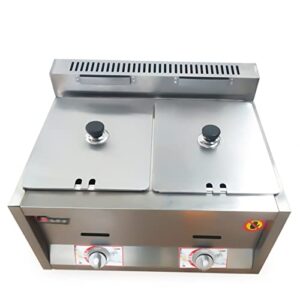 cbhfmljd commercial 2 wells 6l gas fryer food warmer steam table stainless steel electric deep fryer with 2 baskets capacity for hotel supermarket cooking restaurant and home use