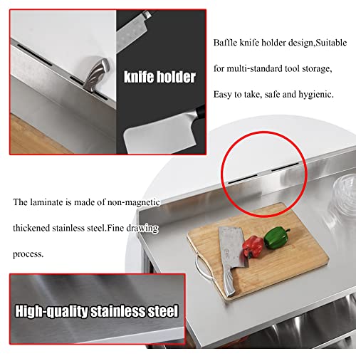 Stainless Steel Workbench, Kitchen Prep Table, Stainless Steal Table, Food Prep Stainless Steel Table, Commercial Heavy Duty Food Prep Worktable With, For Hotel, Home, Restaurant Kitchen ( Color : The