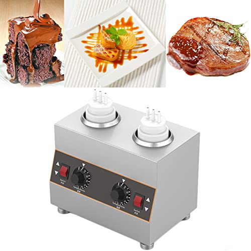 FAIRYT Commercial Sauce Warmer Sauce Heat Preservation Machine 86°F~185°F Electric Hot Fudge Cheese Caramel Jam Toppings Warmer Countertop Sauce Dispenser, 650ml Bottle,2grid-110V