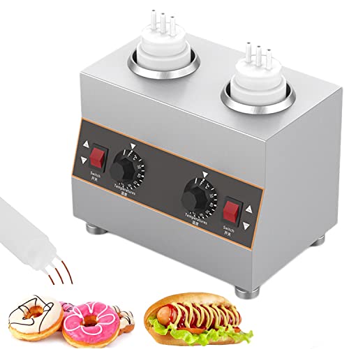 FAIRYT Commercial Sauce Warmer Jam Heating Preservation Machine Electric Countertop Food Sauce Warmer Pump Dispenser Heat Preservation Machine,2grid-110V