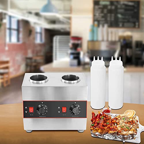 FAIRYT Commercial Sauce Warmer Jam Heating Preservation Machine Electric Countertop Food Sauce Warmer Pump Dispenser Heat Preservation Machine,2grid-110V