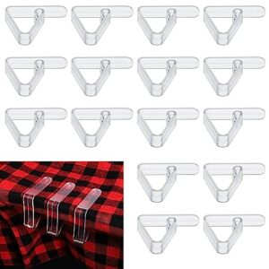 16pcs plastic table cloth clips, clear tablecloth clips, table cloth fixing table cloth holder clips picnic tablecloth clamps for indoor outdoor, fits to 0.4"-1.2" thick tables