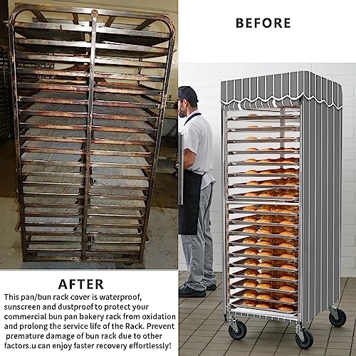 HMOCK Pan Bun Rack Cover for Commercial Bun Pan Bakery Rack - 20 Sheet,Waterproof and Dustproof Bun Rack Cover,23" W x 28" D x 64"