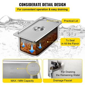 Commercial Food Warmer 110V, 3-Pan Electric Steam Table, Stainless Steel Buffet Bain Marie 16 Quart for Catering and Restaurants