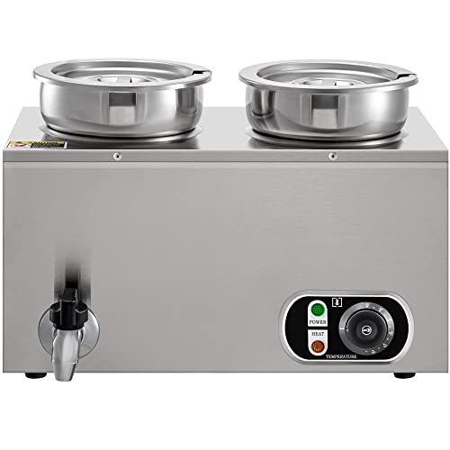 Commercial Food Warmer 8.4 Qt Capacity with Adjustable Temperature Control and Stainless Steel Construction