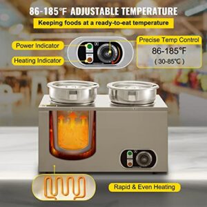 Commercial Food Warmer 8.4 Qt Capacity with Adjustable Temperature Control and Stainless Steel Construction