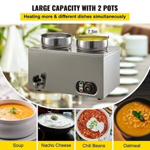 Commercial Food Warmer 8.4 Qt Capacity with Adjustable Temperature Control and Stainless Steel Construction