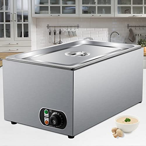 Stainless Steel Commercial Food Warmer with 27 Qt Full-Size Pan and Precise Temperature Control