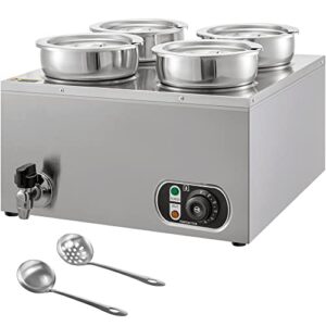 commercial food warmer 16.8 qt capacity - stainless steel countertop soup pot with adjustable temperature and tap