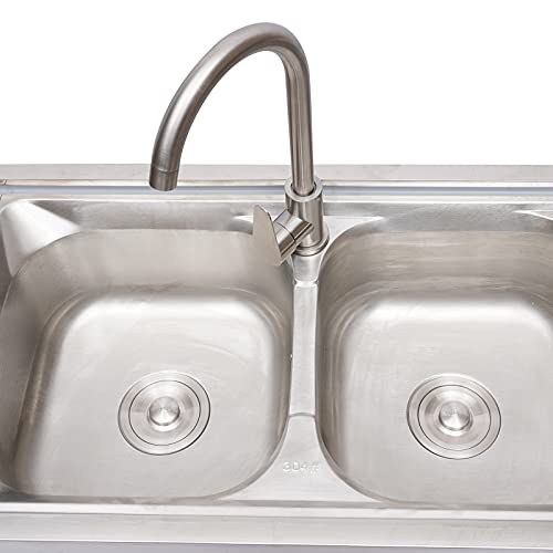 TBVECHI Commercial 304 Stainless Steel Sink 2 Compartment Free Standing Prep & Utility Sink, Large 2 Bowls Sink for Garage, Restaurant, Kitchen, Laundry Room, Outdoor (2 Compartment Sink)