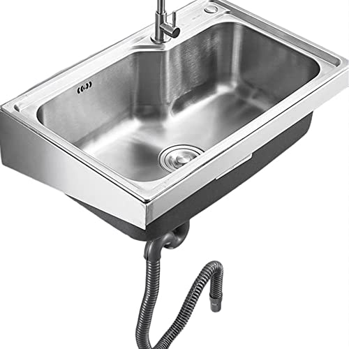 304 Stainless Steel Kitchen Sink, Wall Mounted Commercial Wash Basin for Restaurants, Bars, Garages, Laundry Rooms (Size : 38x32cm)