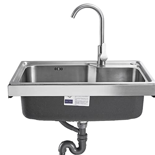 304 Stainless Steel Kitchen Sink, Wall Mounted Commercial Wash Basin for Restaurants, Bars, Garages, Laundry Rooms (Size : 38x32cm)