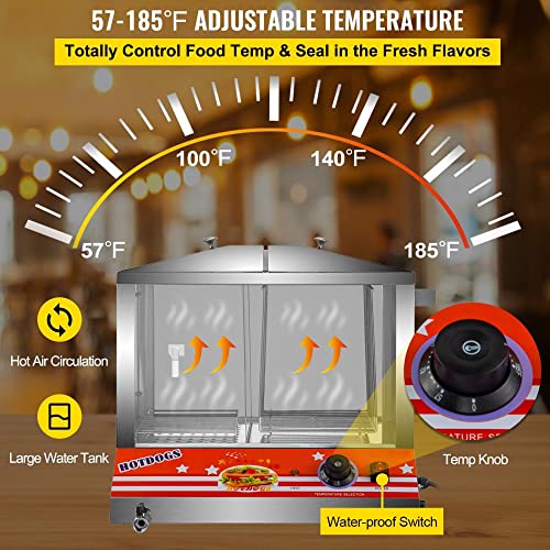 Hot Dog Steamer - 36L Top Load Electric Bun Warmer Cooker