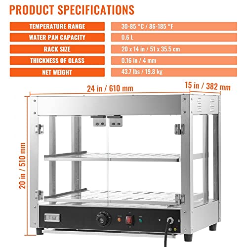 Commercial Food Warmer Countertop Pizza Cabinet with 2 Tiers and Water Tray