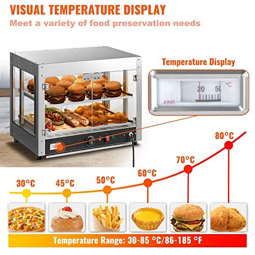 Commercial Food Warmer Countertop Pizza Cabinet with 2 Tiers and Water Tray