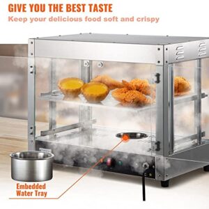 Commercial Food Warmer Countertop Pizza Cabinet with 2 Tiers and Water Tray