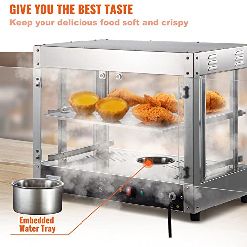 Commercial Food Warmer Countertop Pizza Cabinet with 2 Tiers and Water Tray