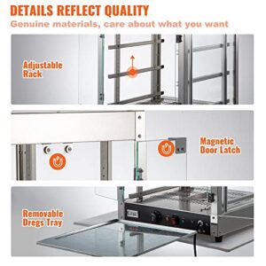 Commercial Food Warmer Countertop Pizza Cabinet with 3 Tiers, Convection Heating, Temperature Control, and Glass Display