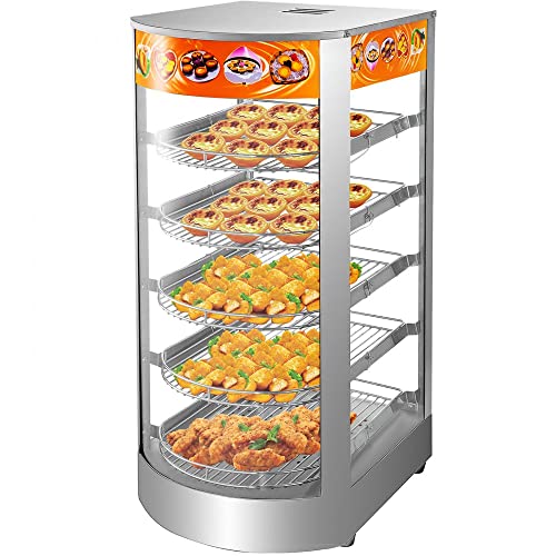 Commercial Food Warmer Display 5-Tier Pizza Warmer Cabinet with Tempered-Glass Door and Free Accessories