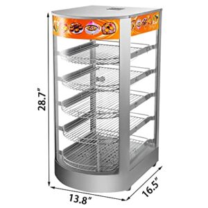 Commercial Food Warmer Display 5-Tier Pizza Warmer Cabinet with Tempered-Glass Door and Free Accessories