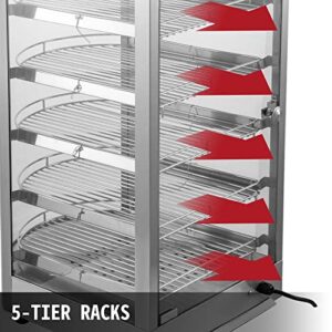 Commercial Food Warmer Display 5-Tier Pizza Warmer Cabinet with Tempered-Glass Door and Free Accessories