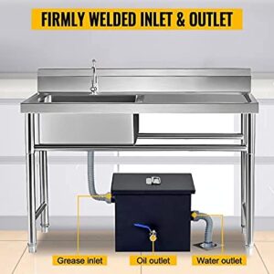 Commercial Grease Interceptor 70 LB, Carbon Steel Grease Trap 4-35 GPM, Grease Interceptor Trap With Side Water Inlet, Under Sink Grease Trap For Restaurant Canteen Factory Home Kitchen,8 LB