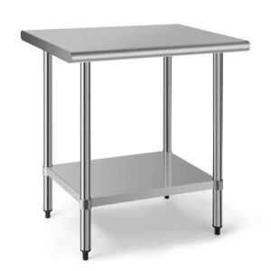 tusy stainless steel table for prep & work, 24 x 30 inches nsf commercial worktable with stainless steel undershelf and legs for restaurant, home and hotel
