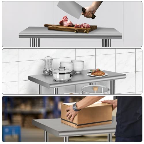 TUSY Stainless Steel Table for Prep & Work, 24 x 30 Inches NSF Commercial Worktable with Stainless Steel Undershelf and Legs for Restaurant, Home and Hotel