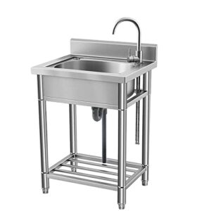 freestanding stainless steel commercial sink,outdoor prep & utility wash basin with hot and cold water faucet