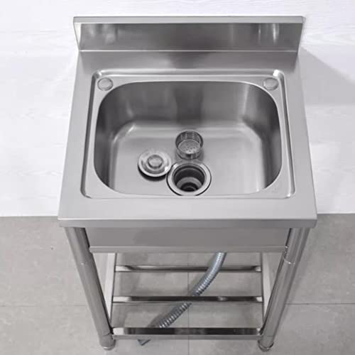 Freestanding Stainless Steel Commercial Sink,Outdoor Prep & Utility Wash Basin with Hot and Cold Water Faucet