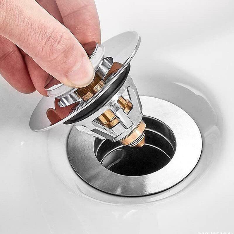 NATEFEMIN 33.6mm-36.9mm Inner Diameter Basin up Drain FilteBasin Waste Bathroom Push Button Click Clack Plug Bolt Accessories Part