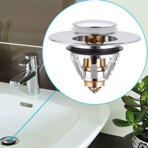 NATEFEMIN 33.6mm-36.9mm Inner Diameter Basin up Drain FilteBasin Waste Bathroom Push Button Click Clack Plug Bolt Accessories Part