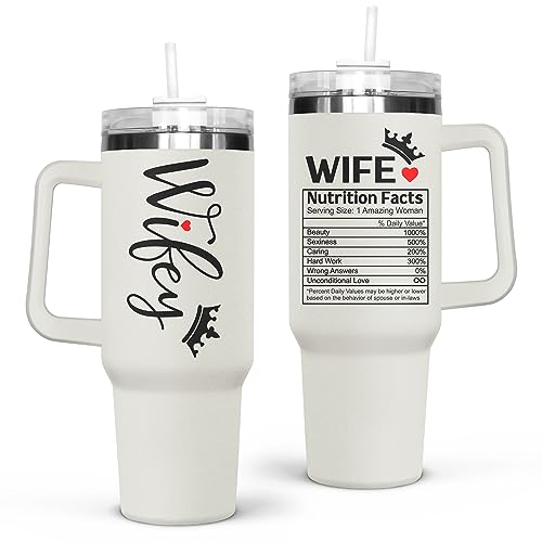 WISSBY Gifts for Wife - Wife Gifts from Husband - Birthday Gifts for Wife from Husband - Romantic Gift for Her, Wife - Gifts for Her Anniversary, Wife Birthday Gifts Ideas - 40Oz Tumbler with Handle