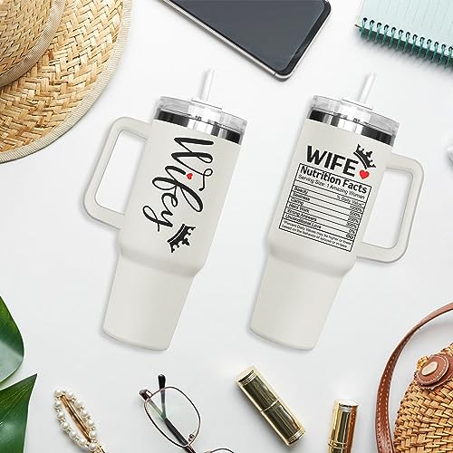 WISSBY Gifts for Wife - Wife Gifts from Husband - Birthday Gifts for Wife from Husband - Romantic Gift for Her, Wife - Gifts for Her Anniversary, Wife Birthday Gifts Ideas - 40Oz Tumbler with Handle