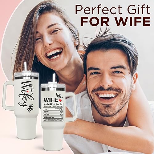 WISSBY Gifts for Wife - Wife Gifts from Husband - Birthday Gifts for Wife from Husband - Romantic Gift for Her, Wife - Gifts for Her Anniversary, Wife Birthday Gifts Ideas - 40Oz Tumbler with Handle