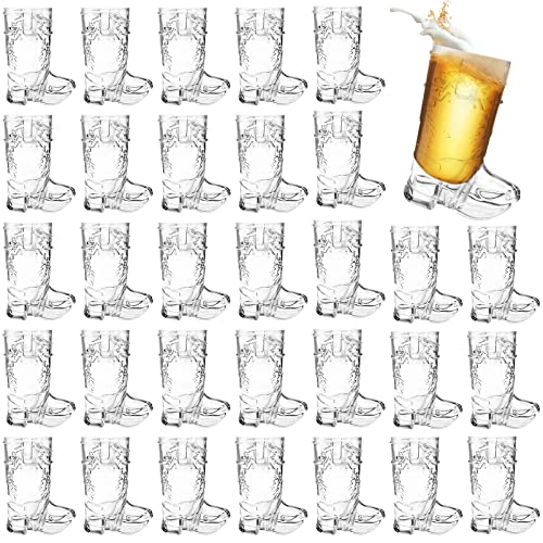 Xeehwb 30 Pcs Mini Cowboy Boot Shot Glasses,1oz Plastic Western Cowboy Beer Mugs,Reusable Cowboy Cowgirl Party Decorations Supplies for Birthday,Theme Party