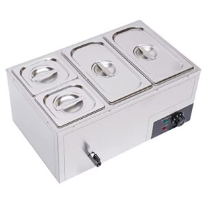 electric commercial food soup warmer 4 pans canteen buffet steam heater stainless steel with temperature control, buffet food warmer for catering and restaurants use