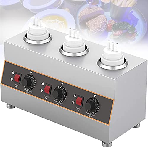 Commercial Sauce Dispenser, 640W Hot Fudge Dispenser, Electric Sauce Warmer,Jam Cheese Chocolate Caramel Sauce Heat Preservation Machine 650ml,3Grid